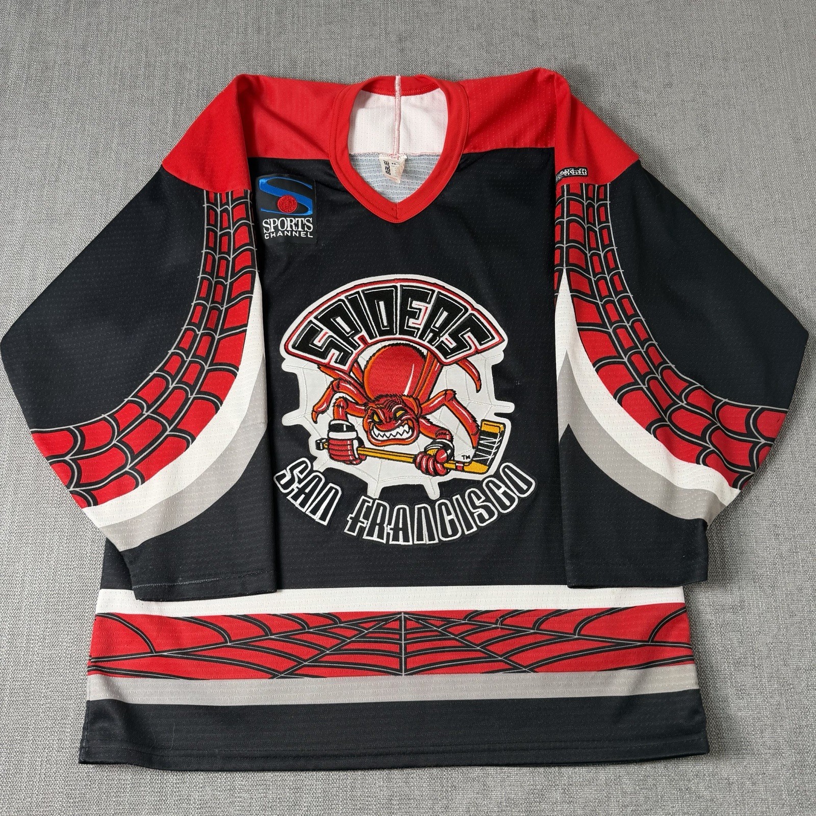 Vintage 1995-96 San Francisco Spiders Hockey Jersey Large IHL Minor League 90s