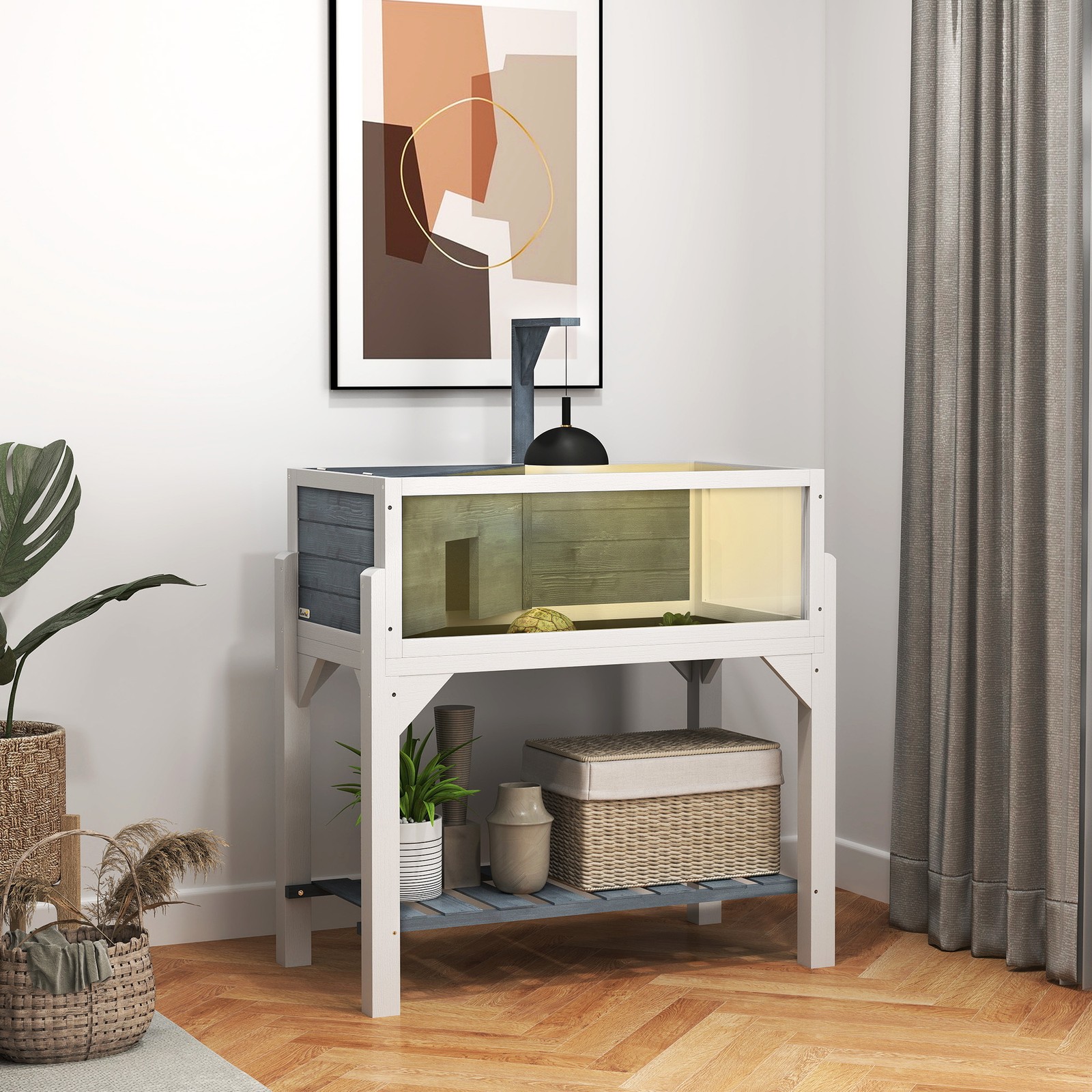 Wooden Tortoise Habitat with Storage Shelf, Tortoise Enclosure with Clear Wind Wooden Tortoise Habitat with Storage Shelf, Tortoise Enclosure with Clear Wind