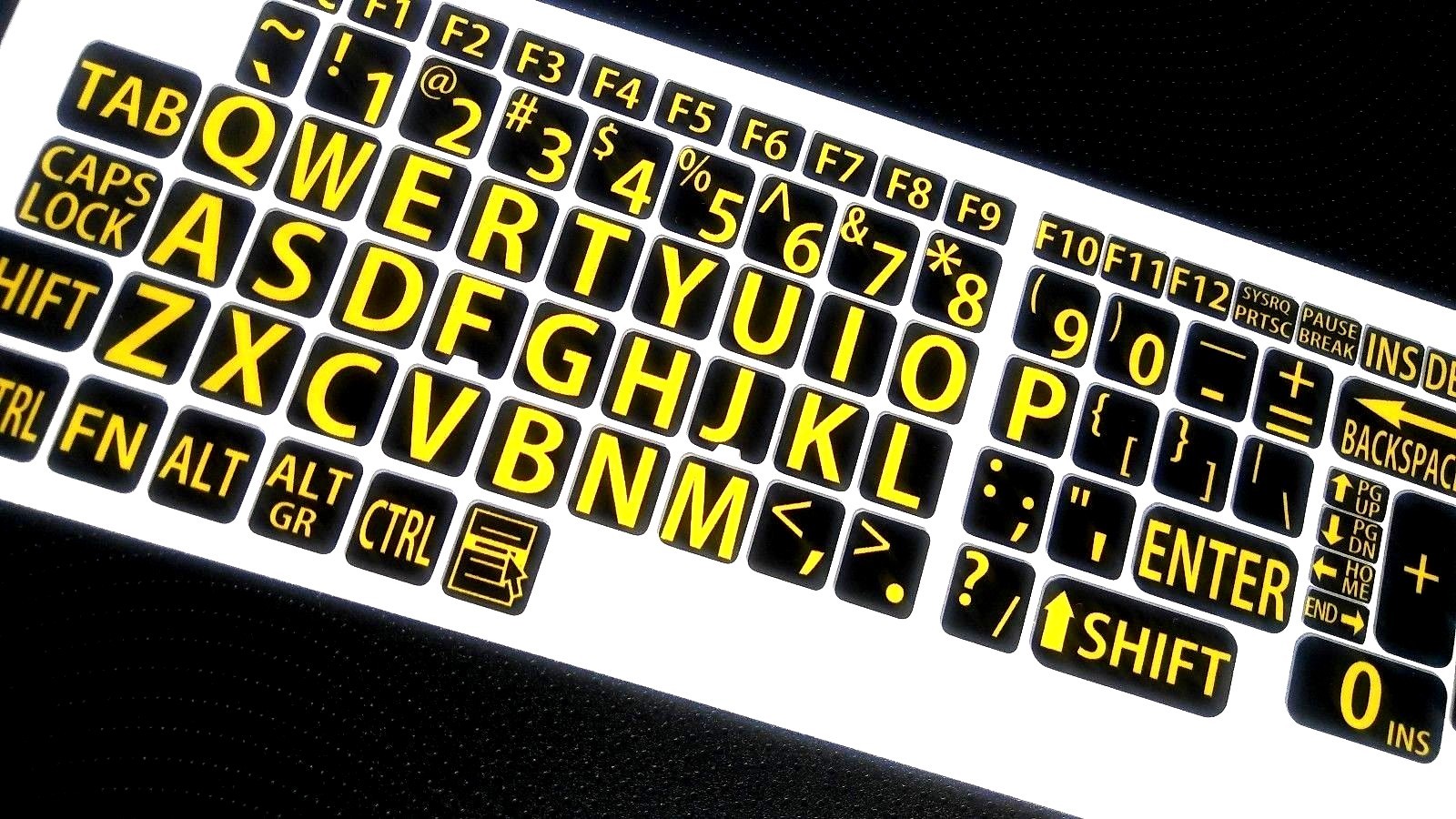 English US LARGE LETTER KEYBOARD STICKERS for Computer or Laptop/YELLOW ON BLACK English US LARGE LETTER KEYBOARD STICKERS for Computer or Laptop/YELLOW ON BLACK