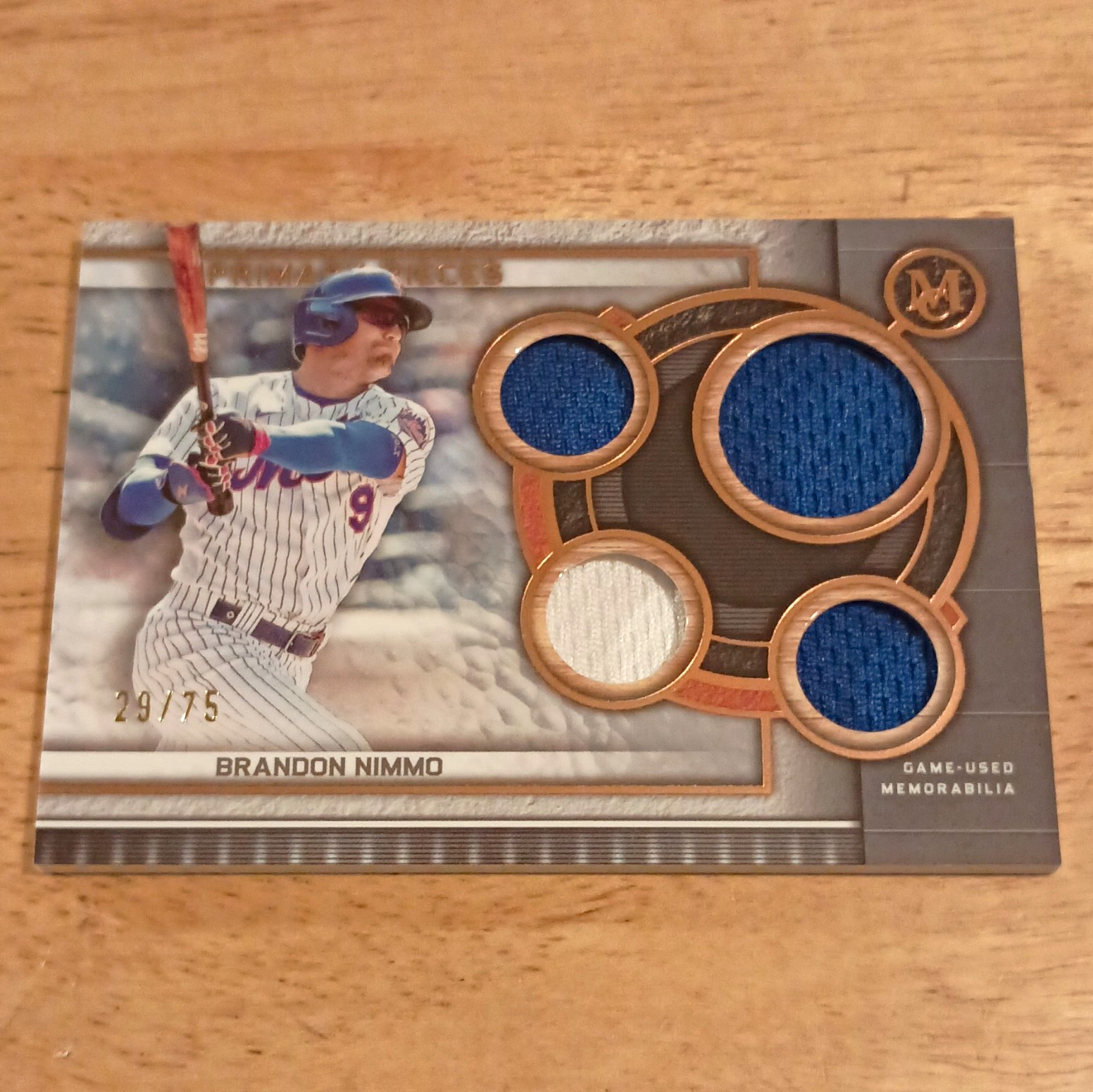 Topps 2023 Museum Collection Primary Pieces Quad Relic Nimmo Mets #SPPPQR-BN /75