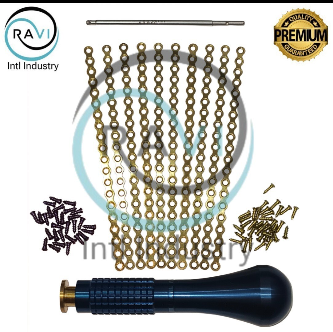 Maxillofacial 10 Pcs Mini Plates with 80 Pcs Titanium Screws 2.0 and Screwdriver