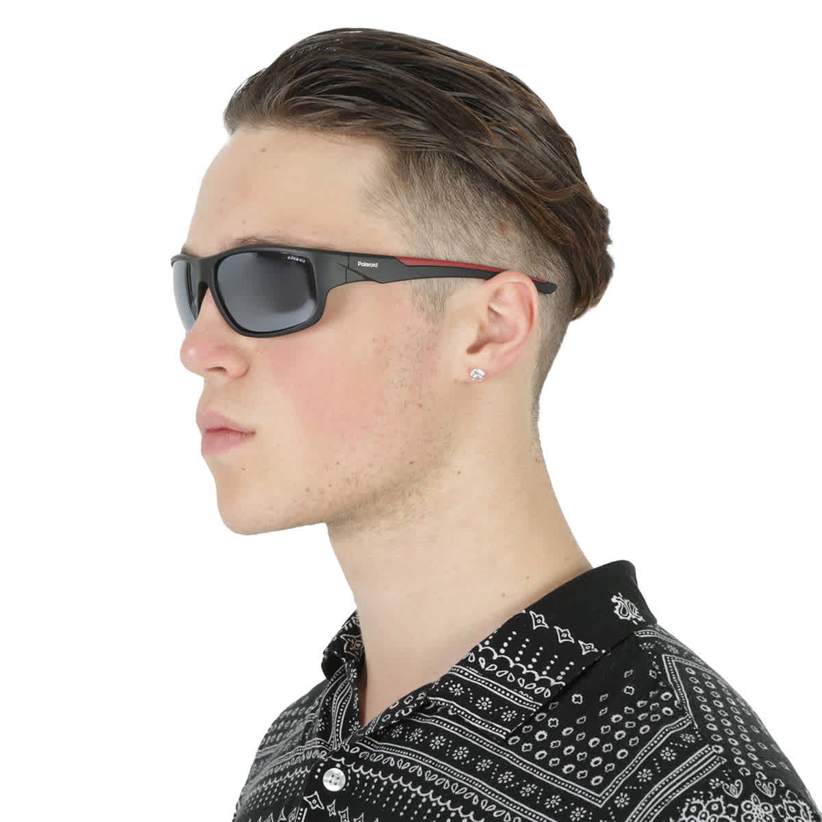 Polaroid Polarized Grey Wrap Men\'s Sunglasses PLD 7010/S 0OIT/EX 64
