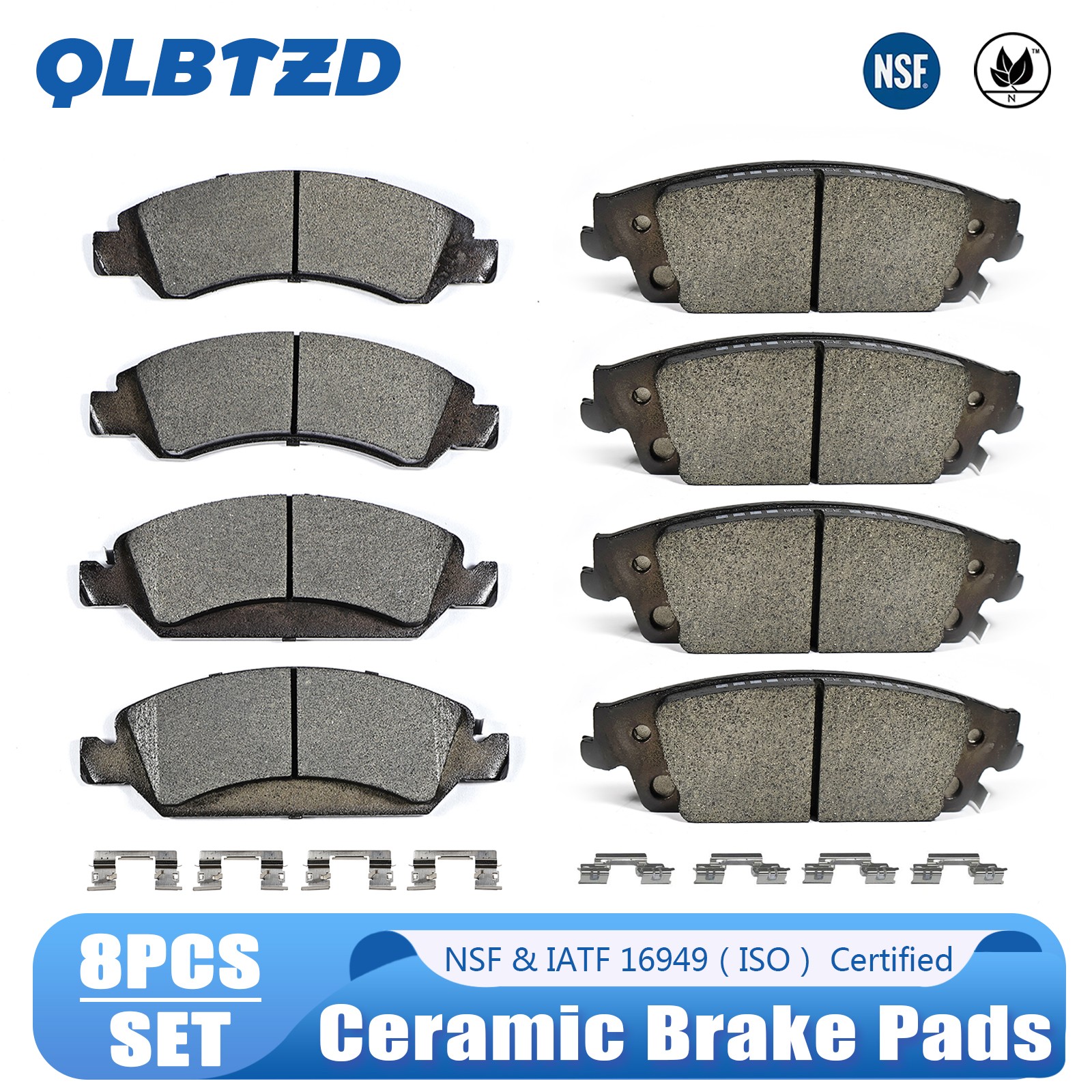 Front Rear Brake Pads with Hardware for Chevy GMC Silverado Sierra 1500 Yukon