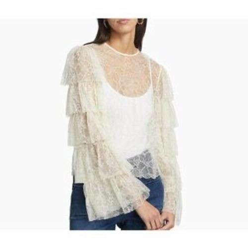 NWT FRAME Lace-Tiered Ruffle Long Sleeve Top / Size M / MSRP $458 / Beautiful