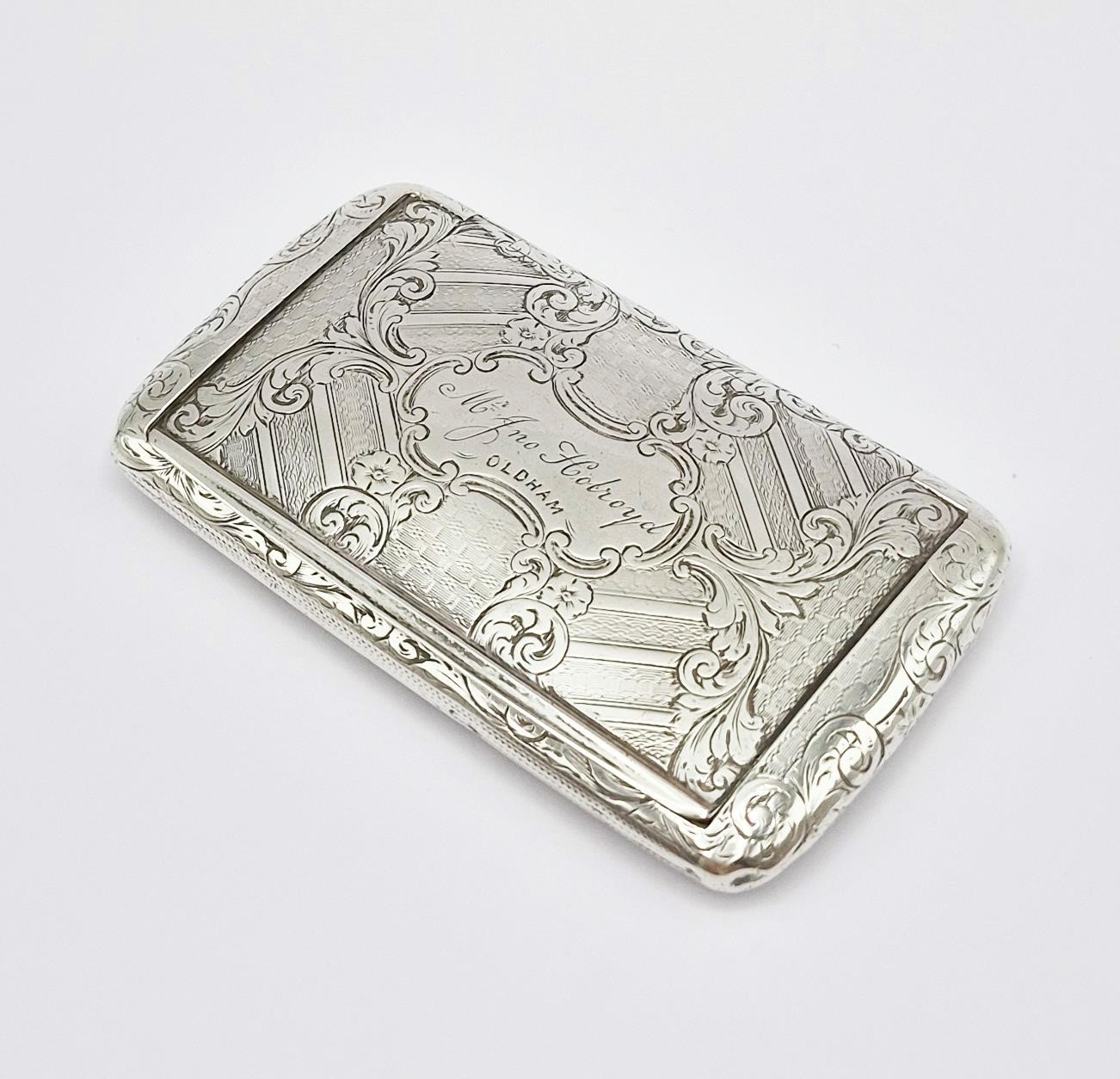 FINE VICTORIAN STERLING SILVER SLIM SNUFF BOX Birmingham 1856