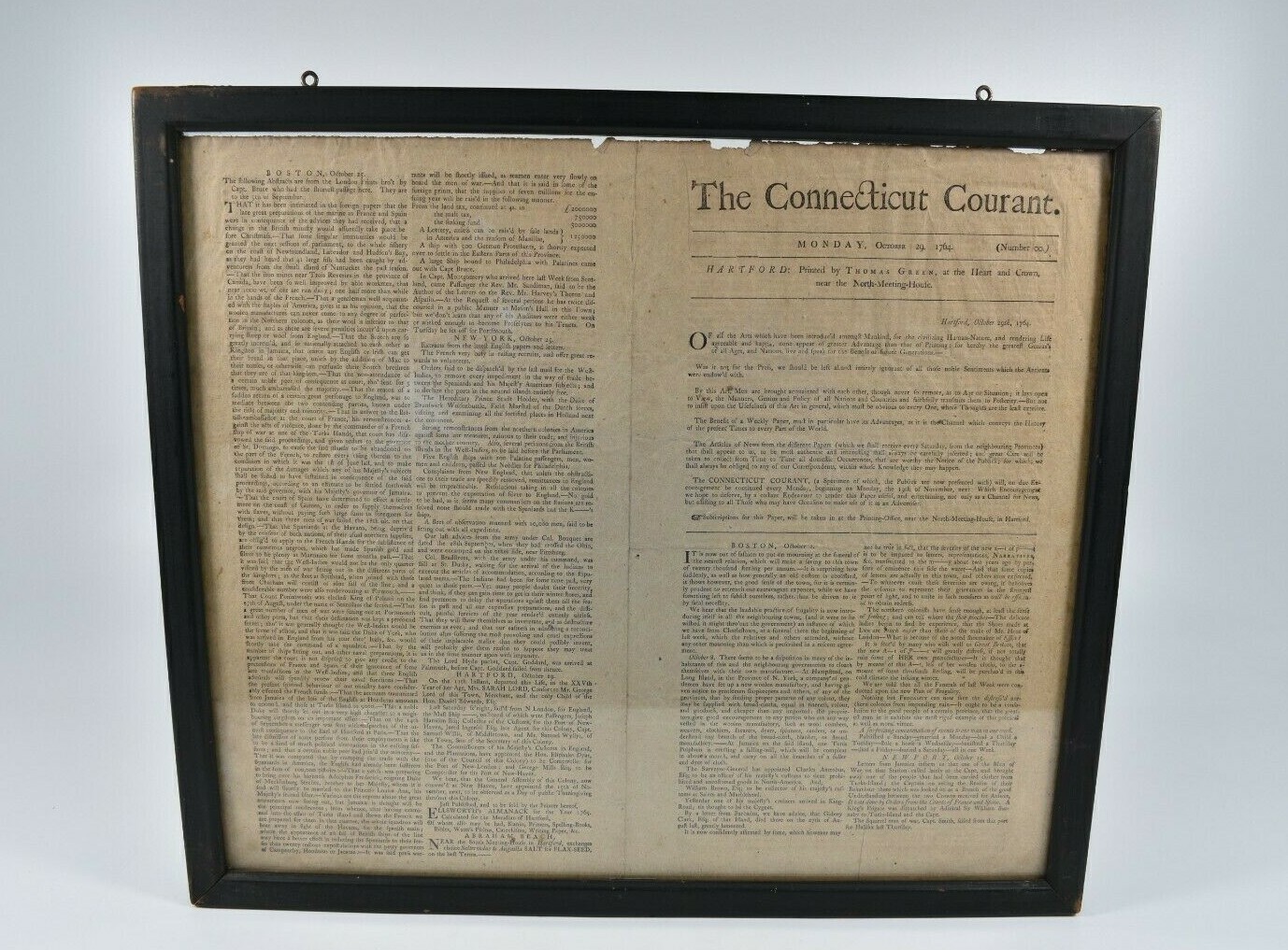Original 1864 Centennial Issue of The Connecticut Courant Oct. 29, 1764 Issue 00