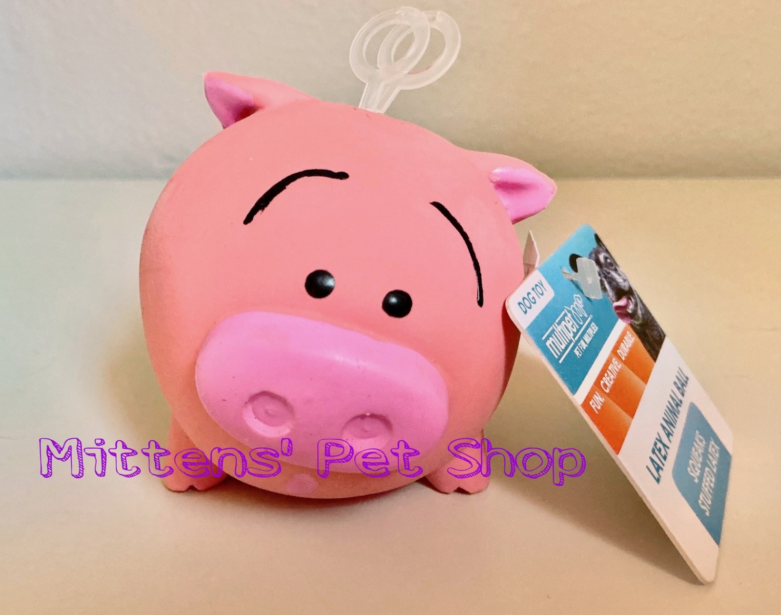 Multipet ORIGINAL Model  Ani-ball Ball Squeaker Dog Toy 3 inch Pig