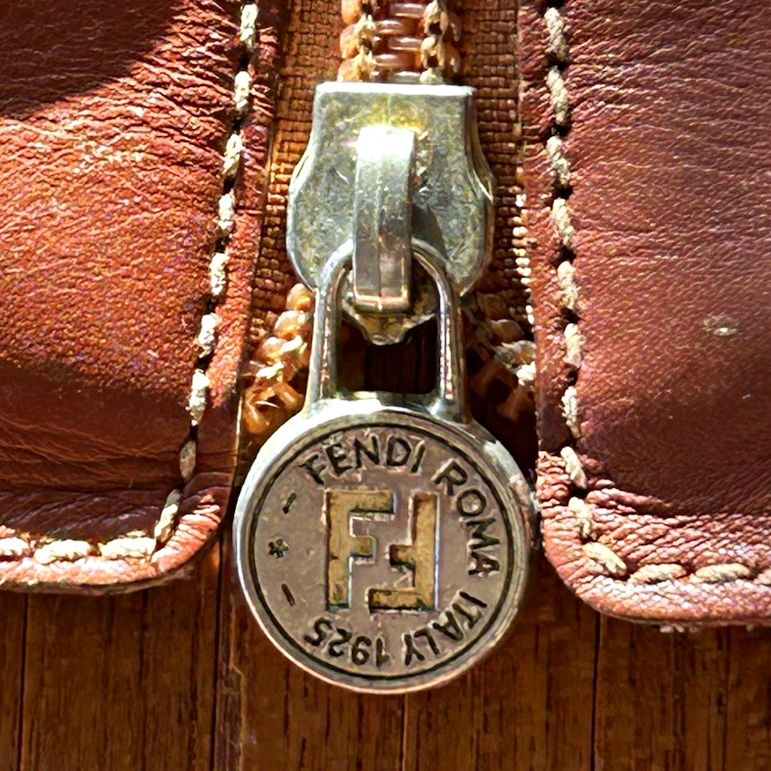 Fendi Roma 1925 Brown Zipper with Nickel Metal Teeth & Logo Pull Fendi Roma 1925 Brown Zipper with Nickel Metal Teeth & Logo Pull