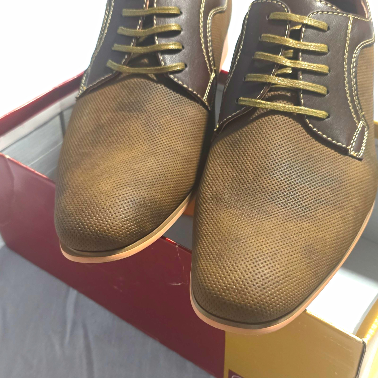 Ferro Aldo Men\'s Brown Canvas Lace-Up Oxford Round Toe Size 10 MFA-19380AL-E