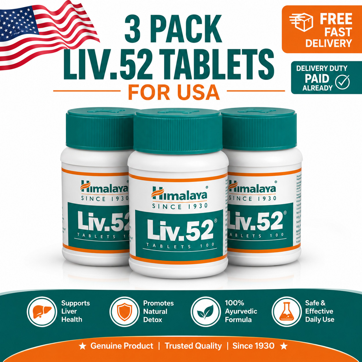 Himalaya LIV Official Fee USA Organic Vegetarian Botanical 100% Herbs Pure New