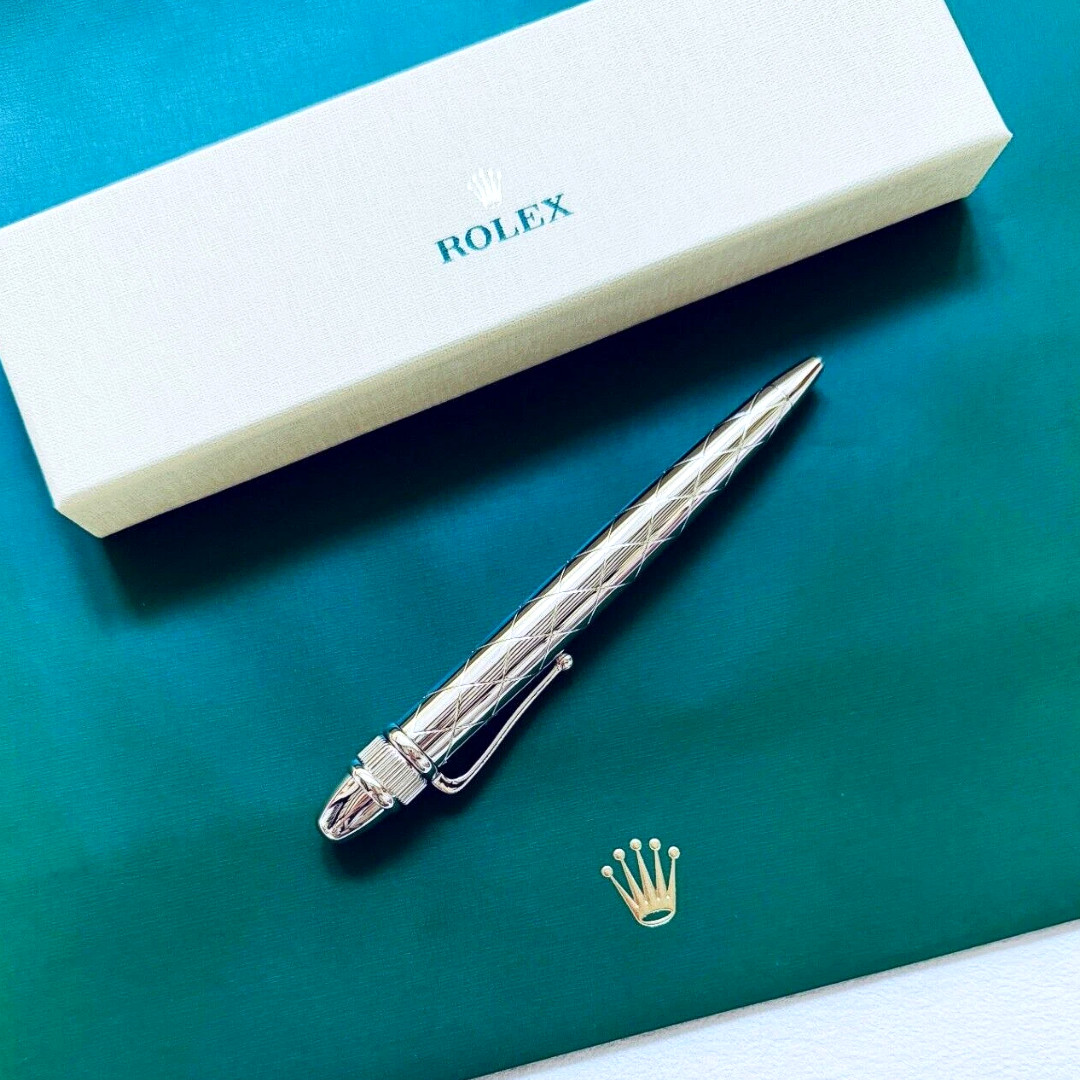Rolex Vintage-Style Palladium-Finish Ballpoint Pen, New in Box, Luxury Ad Gift Rolex Vintage-Style Palladium-Finish Ballpoint Pen, New in Box, Luxury Ad Gift