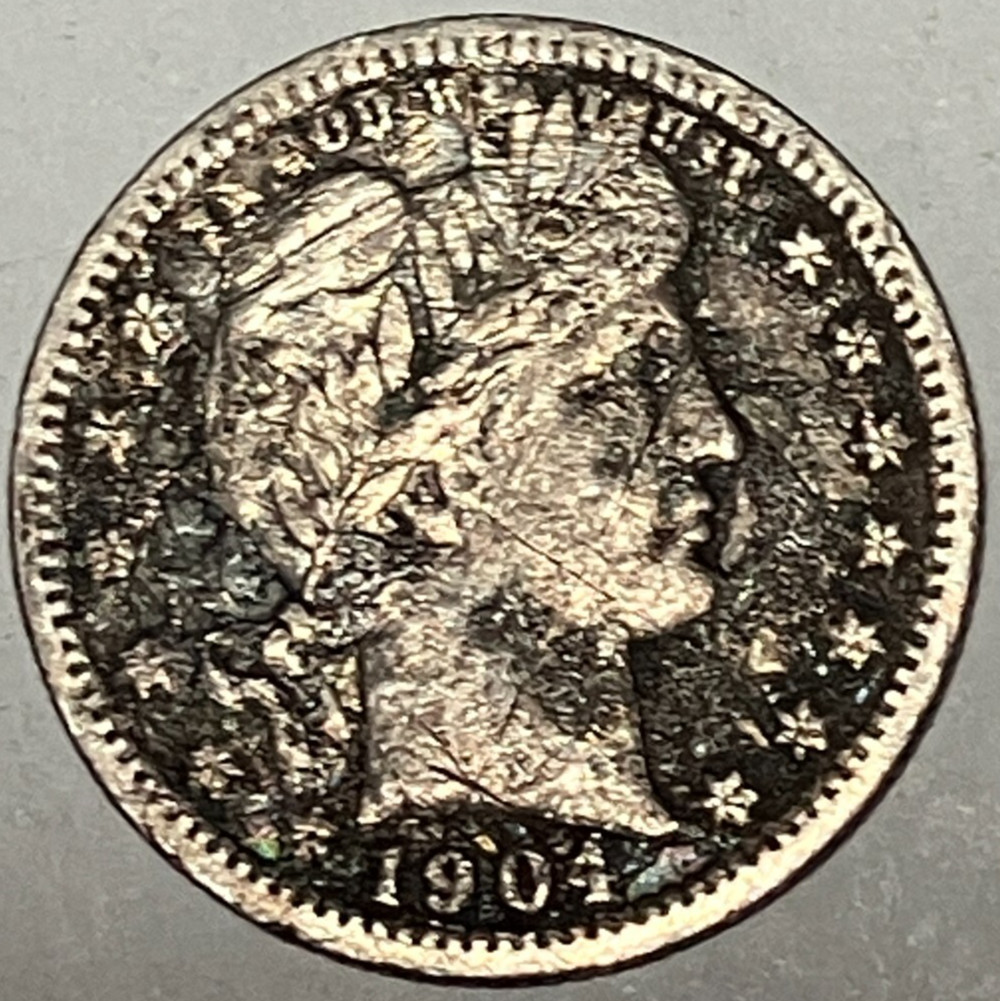 1904-O 25 Cents Barber Quarter Semi-Key ~ Fine-VF Detail 1904-O 25 Cents Barber Quarter Semi-Key ~ Fine-VF Detail