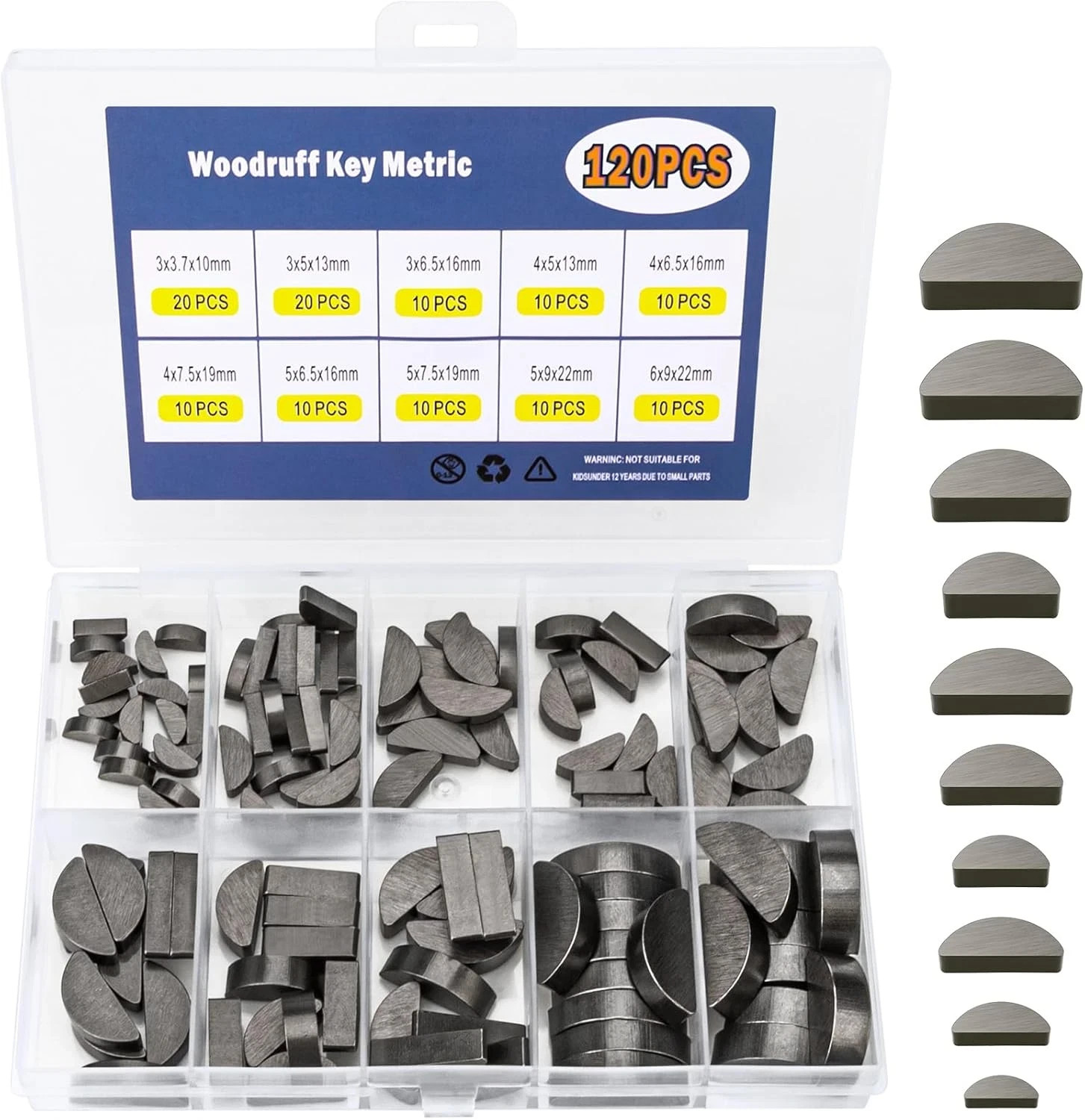 120pcs Woodruff Key Assortment Kit Half Moon Keyway Shaft Flywheel Keys 120pcs Woodruff Key Assortment Kit Half Moon Keyway Shaft Flywheel Keys