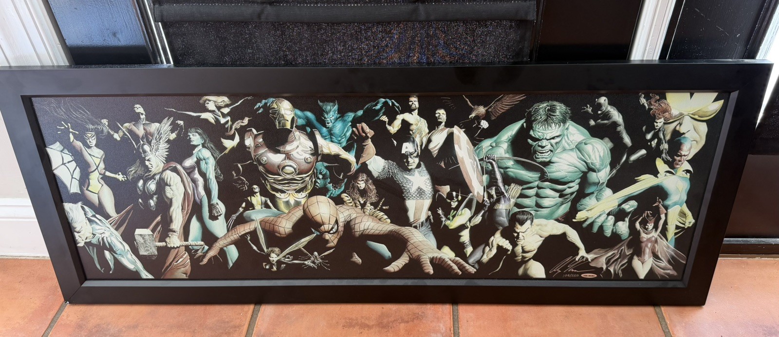 Alex Ross Hand Signed Upper Deck 44x17 Canvas The Avengers Marvel UDA 104/250