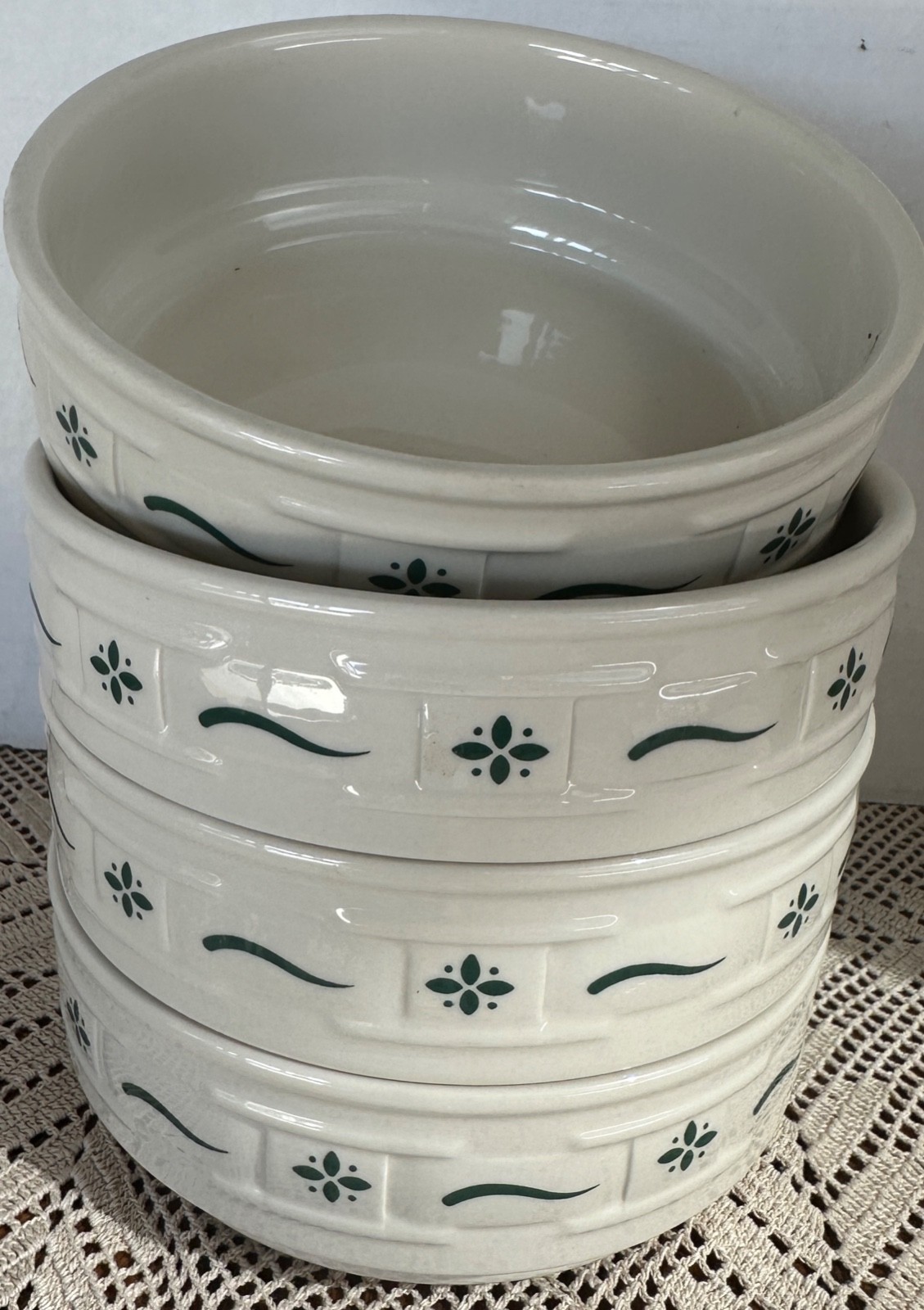 Longaberger Green Pottery Soup/Cereal Bowl (4) Longaberger Green Pottery Soup/Cereal Bowl (4)