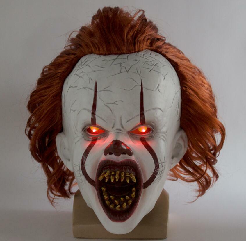 LED Mask Cosplay Pennywise Stephen King's It Chapter Two 2 Scary Joker Pro 2019