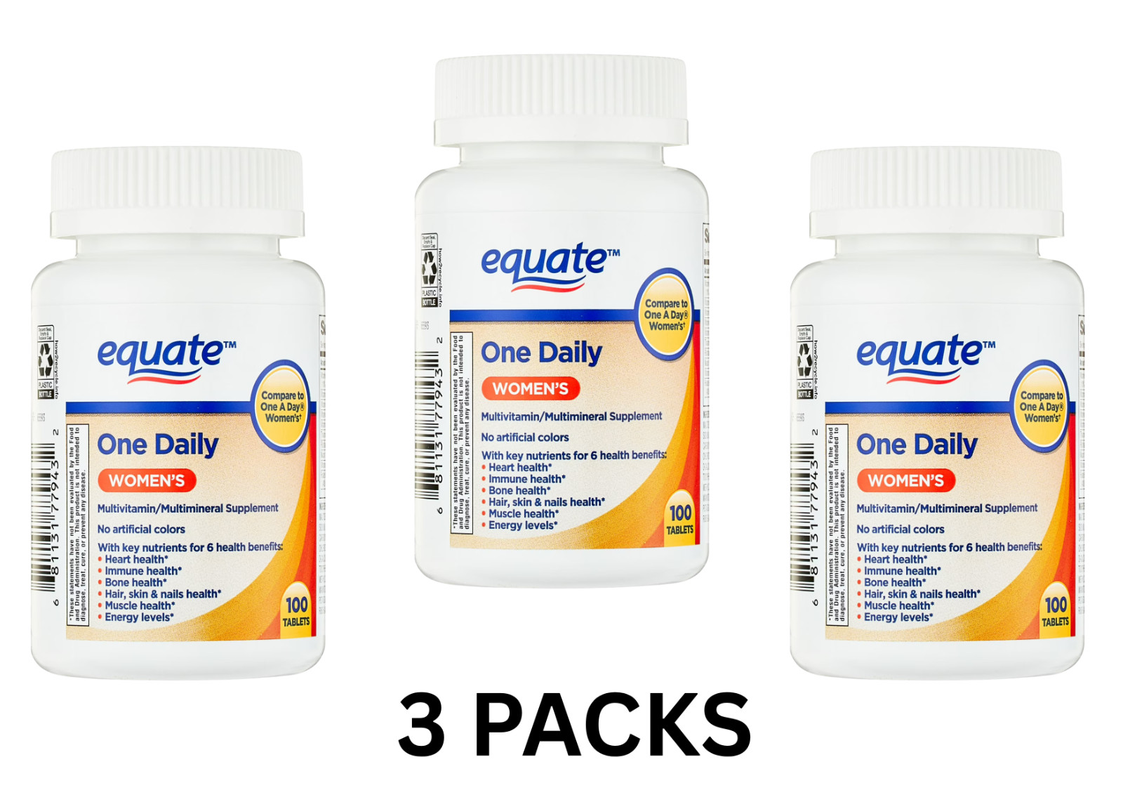 Equate One Daily Women\'S Tablets Multivitamin/Multimineral Supplement, 100 Count