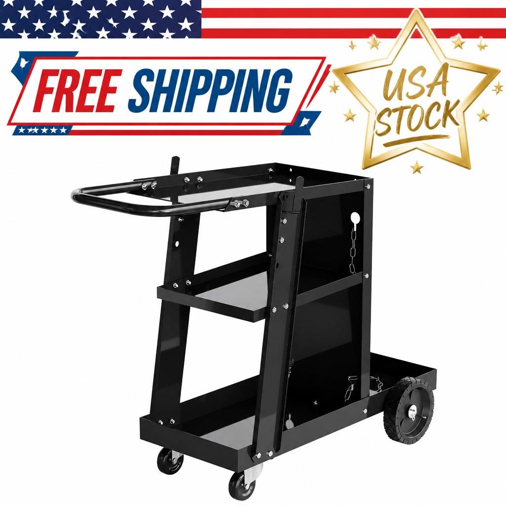 Heavy-Duty 3-Tier Welding Cart, 400 lbs Capacity Steel Mobile Welder Cart Heavy-Duty 3-Tier Welding Cart, 400 lbs Capacity Steel Mobile Welder Cart