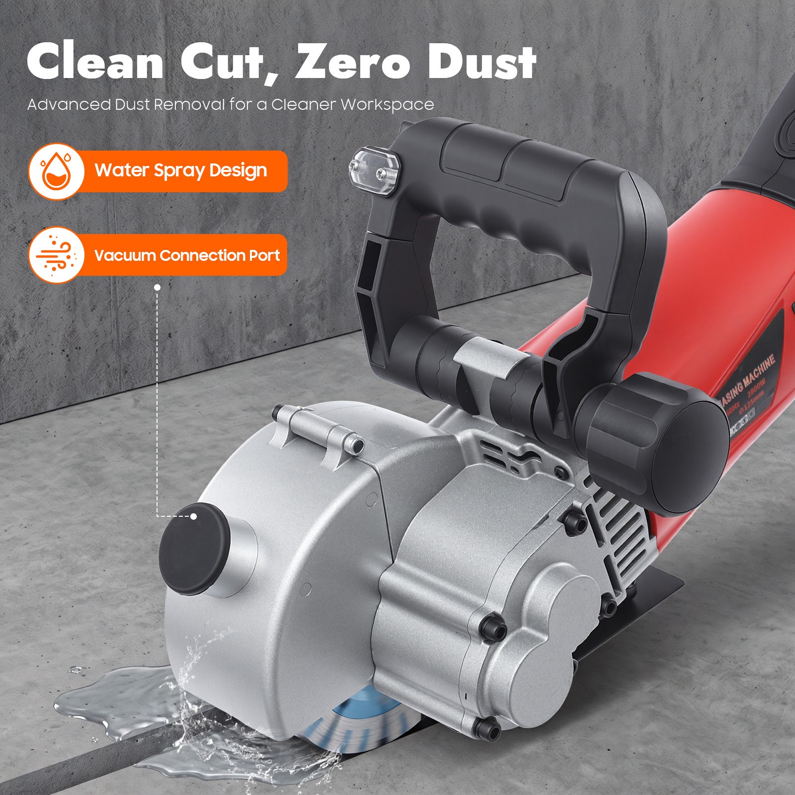 110V Electric Wall Chaser Groove Steel Concrete Cutting Slotting Machine 2800W