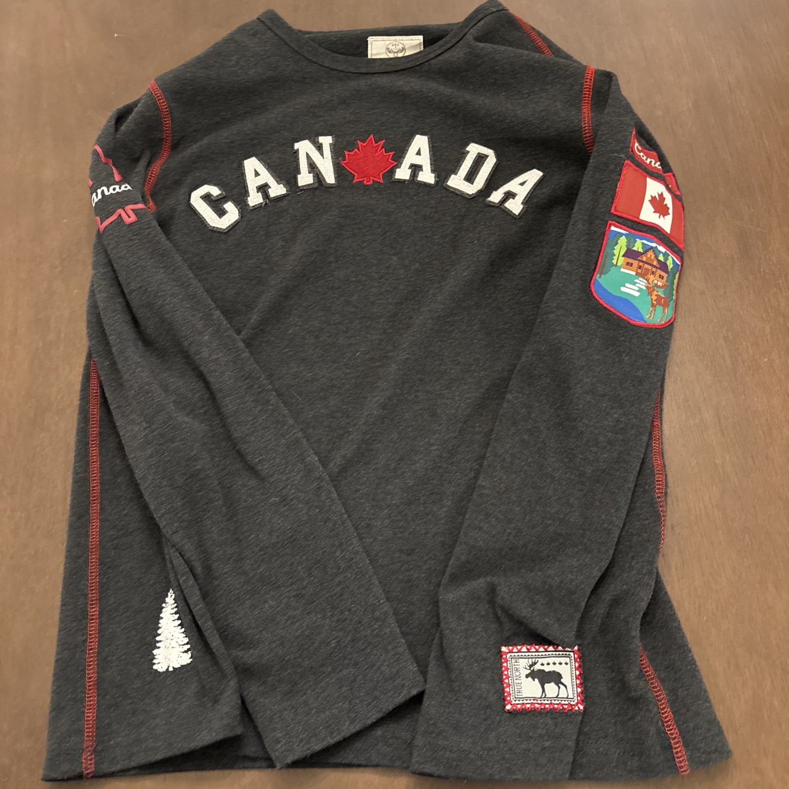 GGS Vintage Collection Canada Men\'s Charcoal Knit Shirt Destination Size S GGS Vintage Collection Canada Men\'s Charcoal Knit Shirt Destination Size S