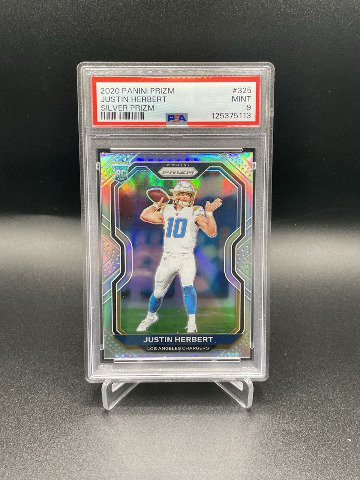 2020 Panini Prizm Justin Herbert Silver Prizm RC #325 PSA 9 MINT 2020 Panini Prizm Justin Herbert Silver Prizm RC #325 PSA 9 MINT