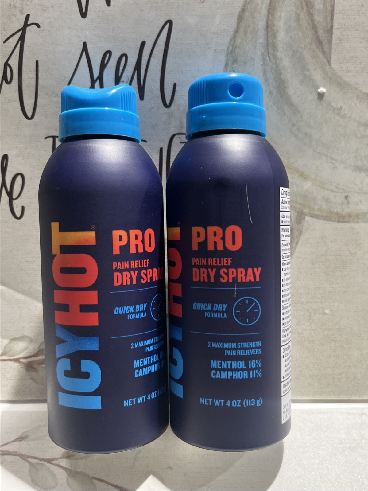 Icy Hot Pro Pain Relief Dry Spray 4.oz each (2 Pack) Exp 12/26 Icy Hot Pro Pain Relief Dry Spray 4.oz each (2 Pack) Exp 12/26
