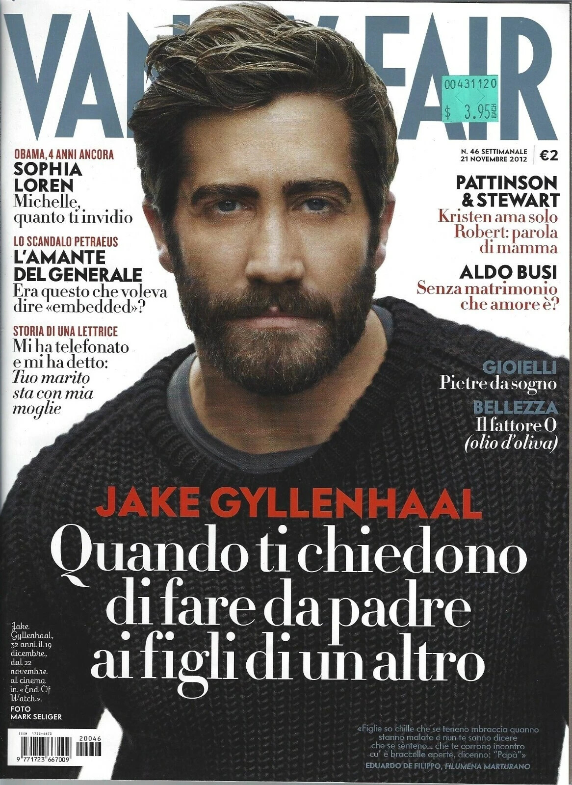 Jake Gyllenhaal Vanity Fair Magazine Italy 11/21/2012 🔥