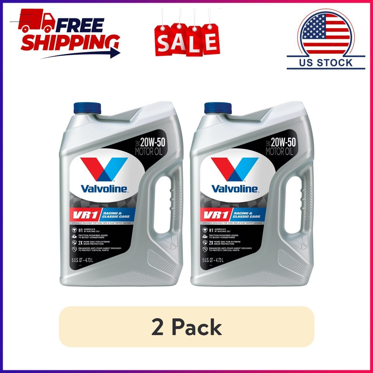 (2 pack) Valvoline VR1 Racing Motor Oil SAE 20W-50 (2 pack) Valvoline VR1 Racing Motor Oil SAE 20W-50