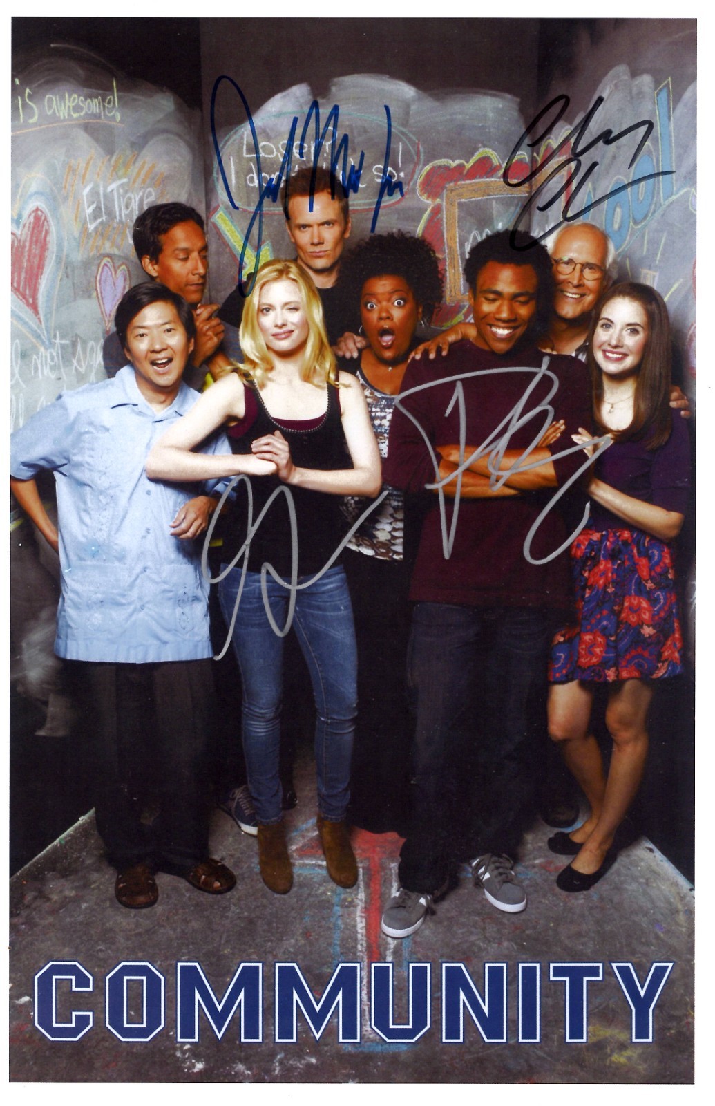 COMMUNITY Signed Poster 11x17 Donald Glover, Gillian Jacobs, Joel McHale