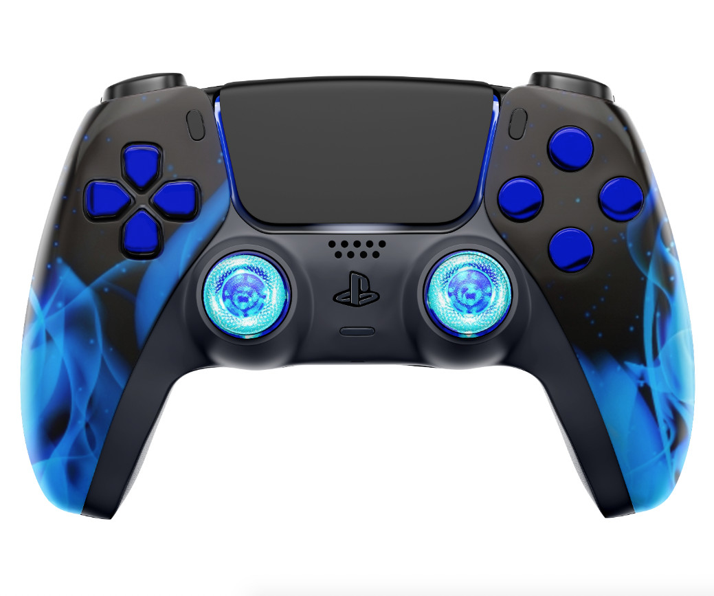 ModdedZone BLUE FIRE Custom UN-Modded Controller Unique Design for PS5 OEM ModdedZone BLUE FIRE Custom UN-Modded Controller Unique Design for PS5 OEM