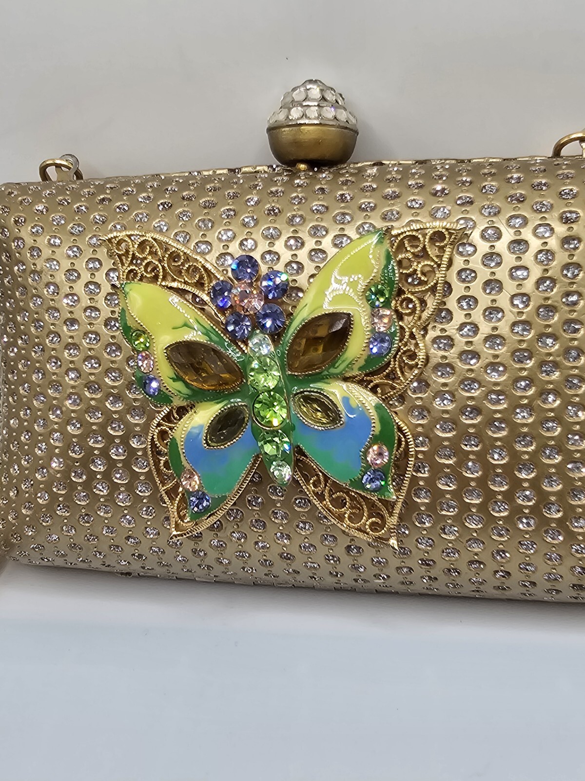 Mixed Media Jewelry Art Vtg Purse Butterfly Bead Chain Small Assemble Grandma