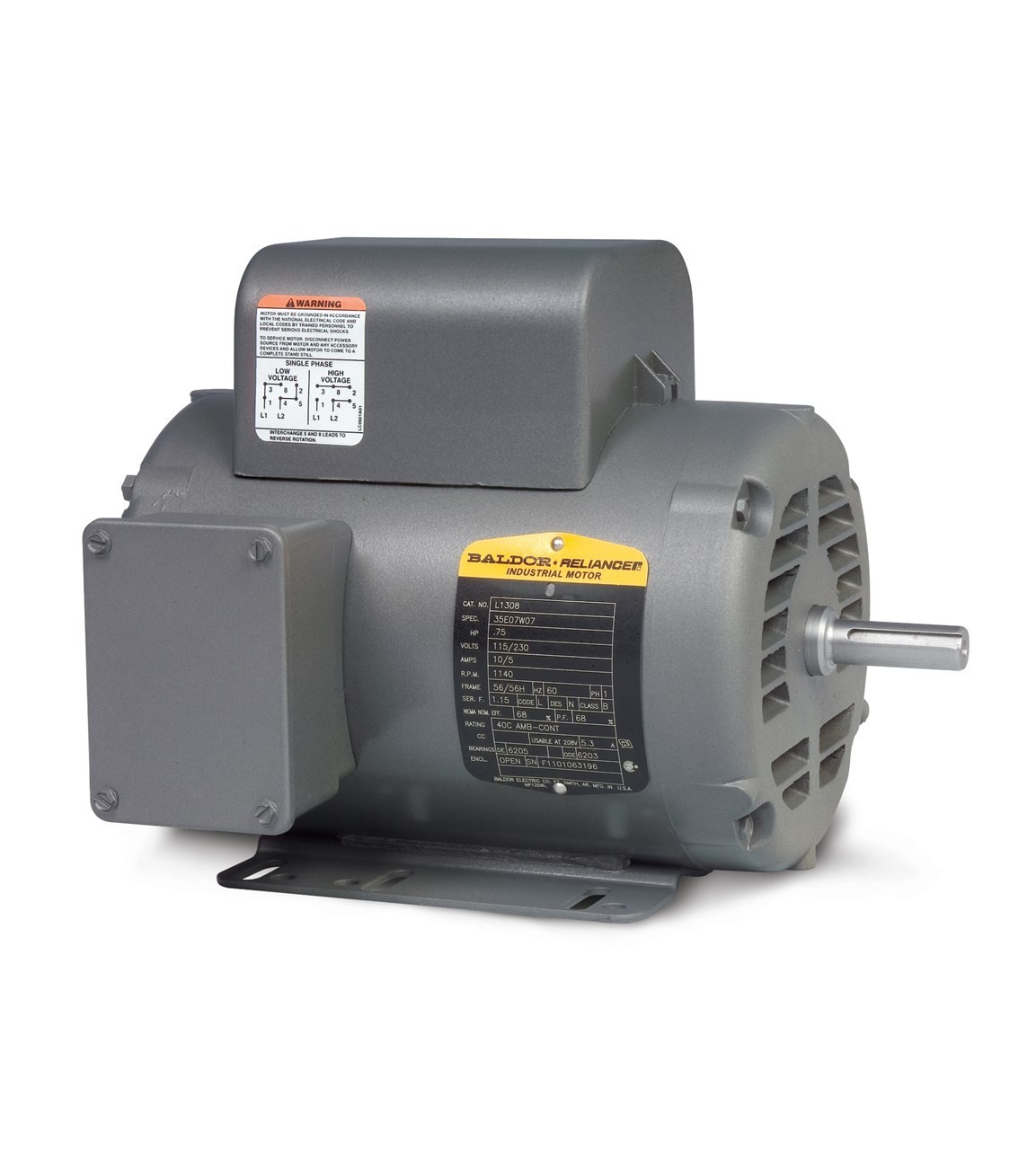 NEW Baldor L1510T Electric Motor 7.5 HP 1750 RPM 230 Volt Single Phase