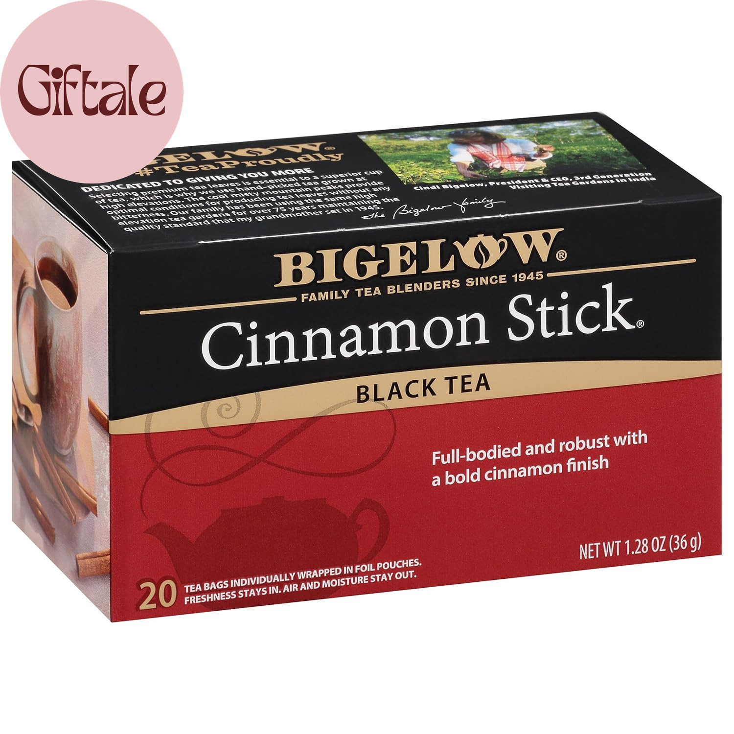 Cinnamon Stick Black Tea, Caffeinated Tea with Cinnamon, 20 Count Box (Pack of 6 Cinnamon Stick Black Tea, Caffeinated Tea with Cinnamon, 20 Count Box (Pack of 6
