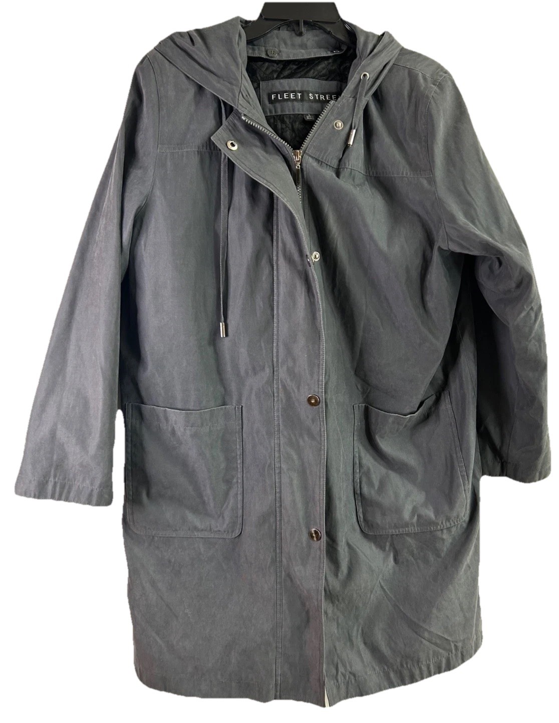 Fleet Street Women\'s Gray Coat Removable Liner Full Zip Hooded Size Large