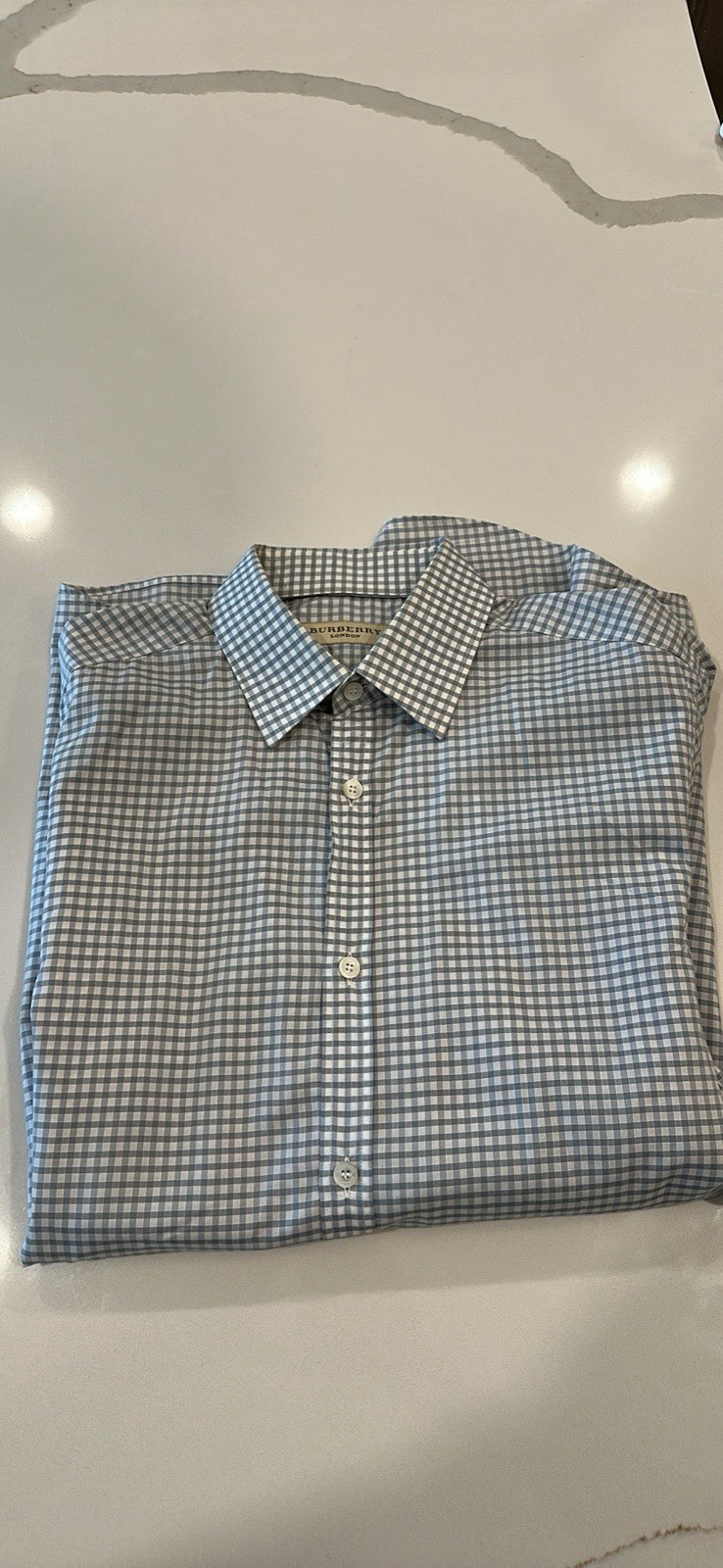 Burberry Gray White Gingham Dress Shirt size 15 1/2 - 39 R Tailored Fit Burberry Gray White Gingham Dress Shirt size 15 1/2 - 39 R Tailored Fit