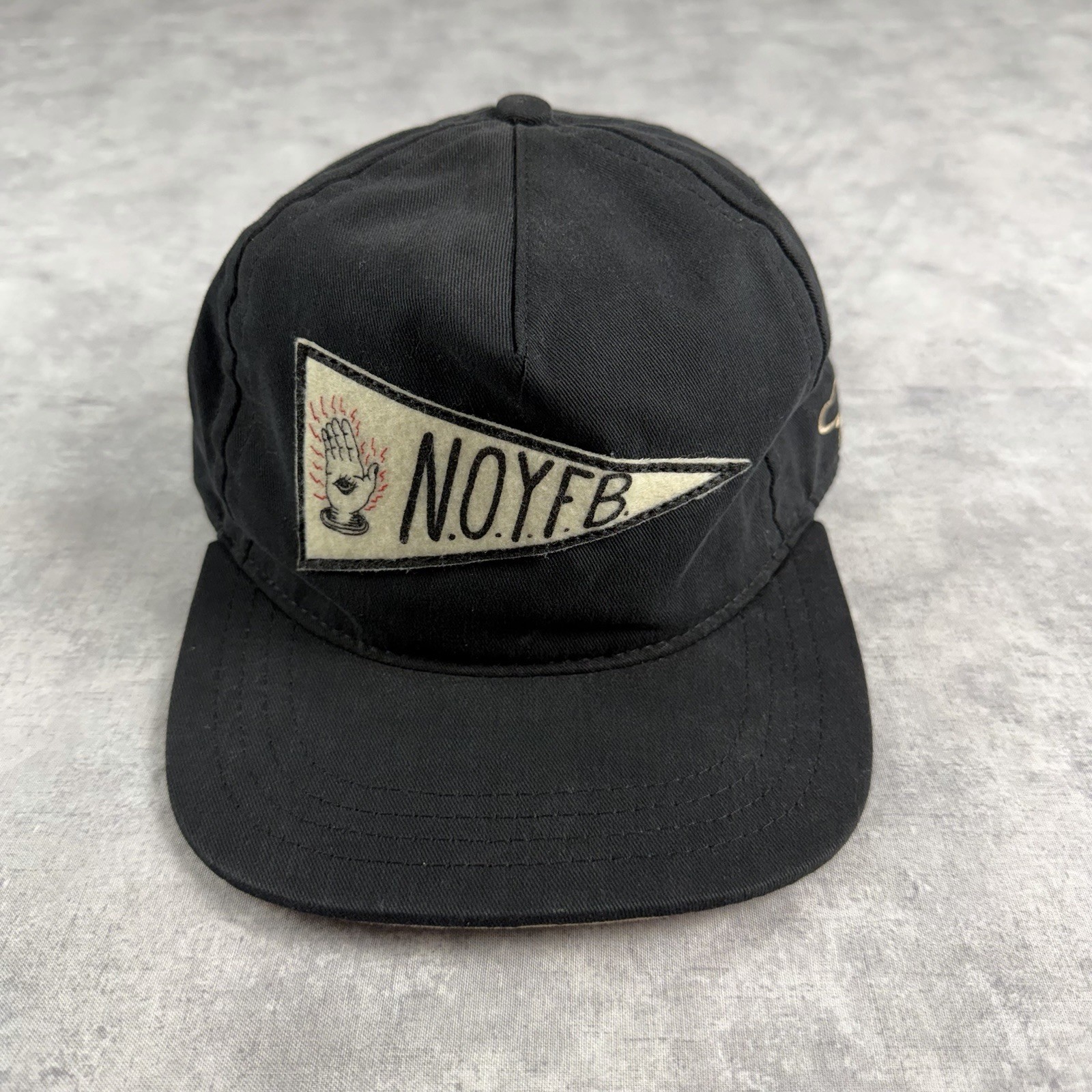 The Ampal Creative N.O.Y.F.B. Pennant Leather StrapBack Outdoors Made in USA Hat The Ampal Creative N.O.Y.F.B. Pennant Leather StrapBack Outdoors Made in USA Hat