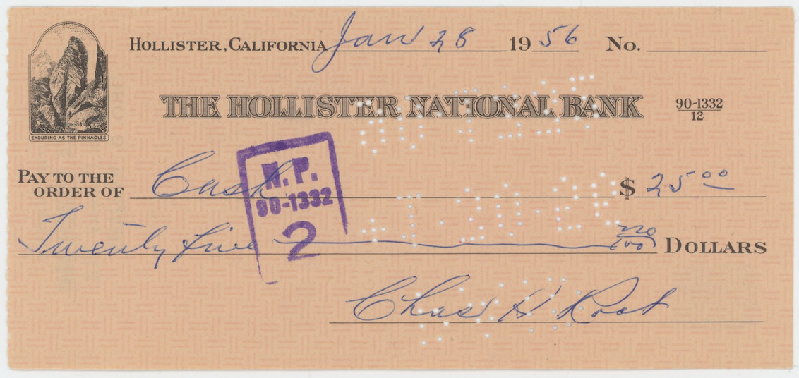 Charlie Root Chicago Cubs Autographed Signed Check AMCo COA Charlie Root Chicago Cubs Autographed Signed Check AMCo COA