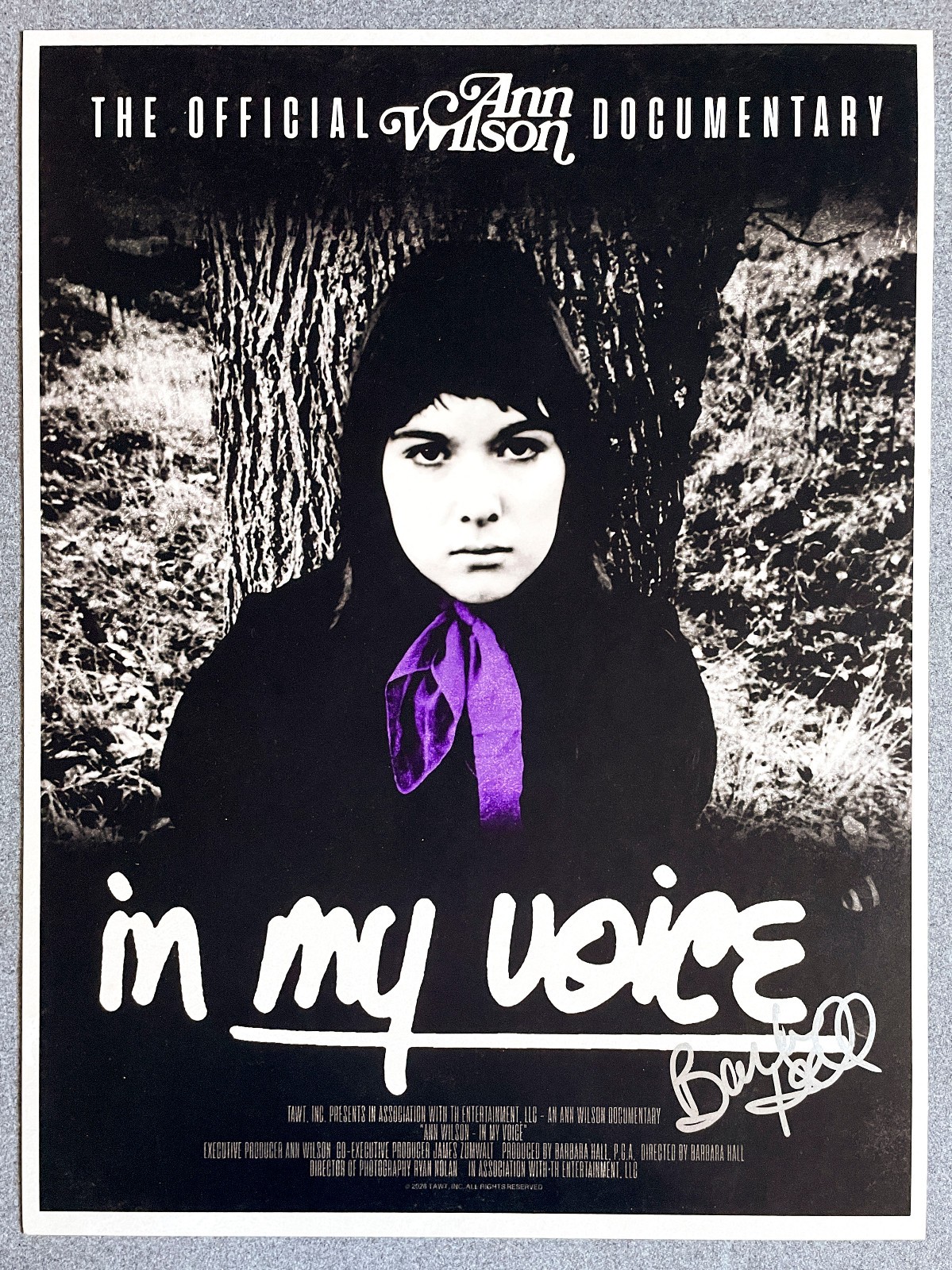 Barbara Hall Director Signed ANN WILSON: IN MY VOICE 18x24\