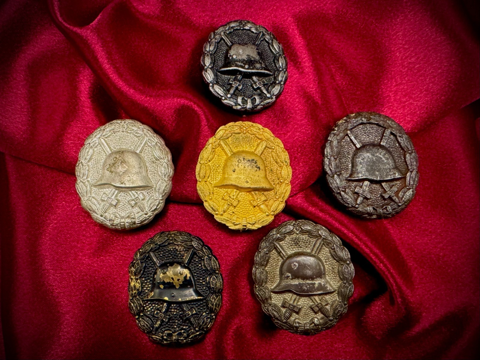 WW1 German Wound Badge Lot of 6 Gold Silver Black