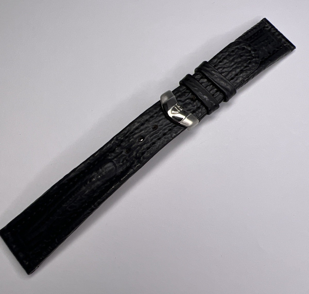 Tudor 20mm Black Leather Strap 16mm Steel Deployant Deployment Clasp Genuine OEM