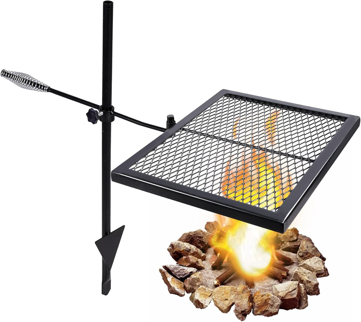 Swivel Campfire Grill Grate, Adjustable Heavy Duty Steel Open Fire Grill Rack, F