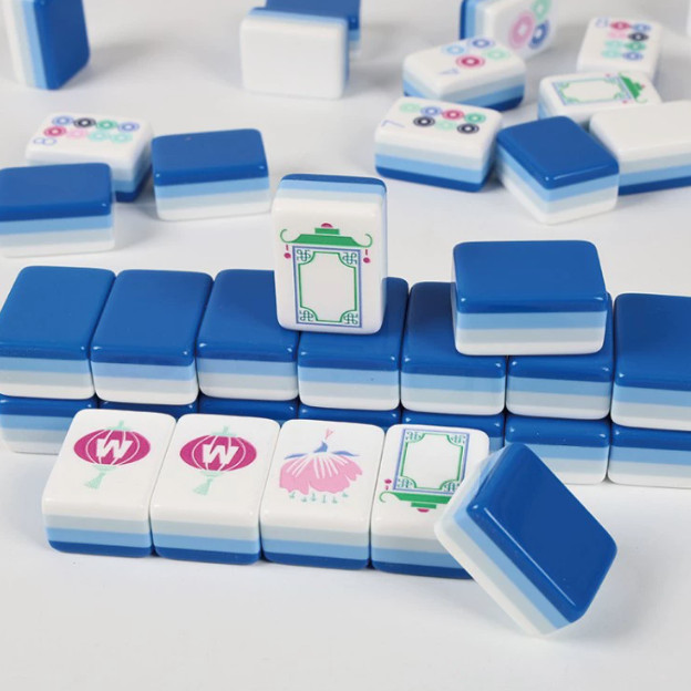 Hot Vibrant Layered Mahjong Tiles Full American Set 160tiles Blue Acrylic Gift