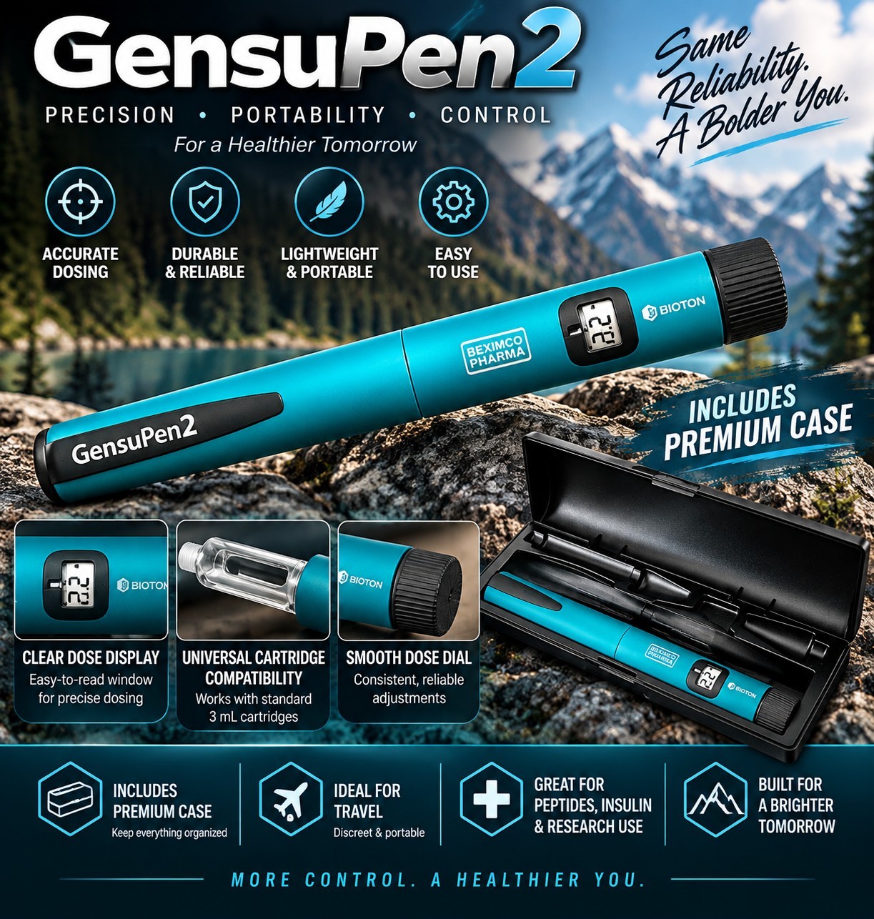 GensuPen 2 Automatic Injection Pen Reusable New BLUE GensuPen 2 Automatic Injection Pen Reusable New BLUE