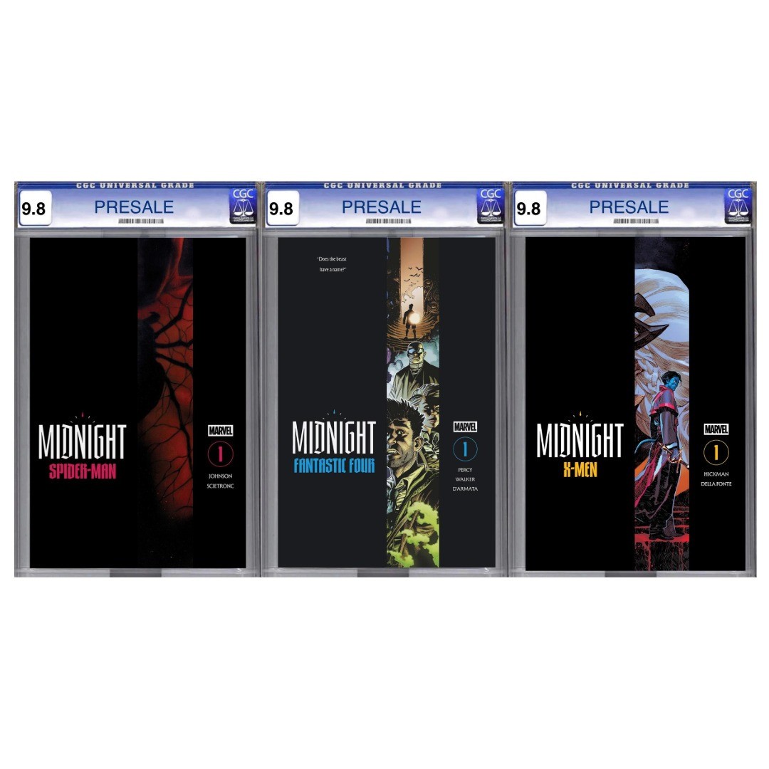 PRESALE: CGC 9.8 Midnight Spider-Man/ Fantastic Four /X-Men #1 Cover A Bundle