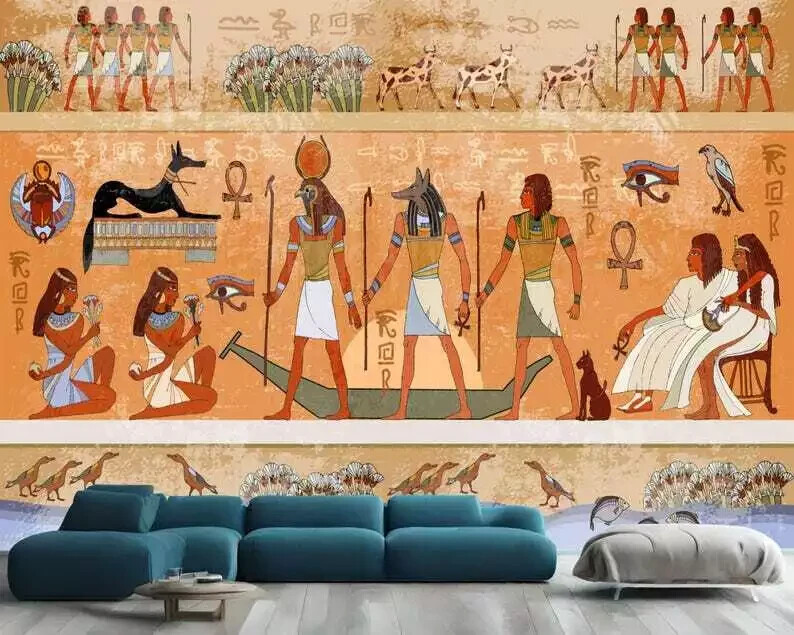 Ancient Egyptian Pharaonic Wallpaper Mural Removeable Washable Peel & Stick