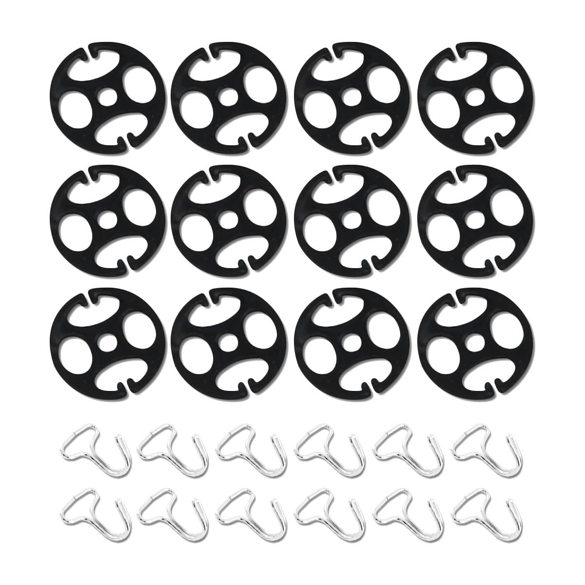 24PCS Car Seat Cover Plum Plate Metal Hooks, 12 Hooks Set Locking Black