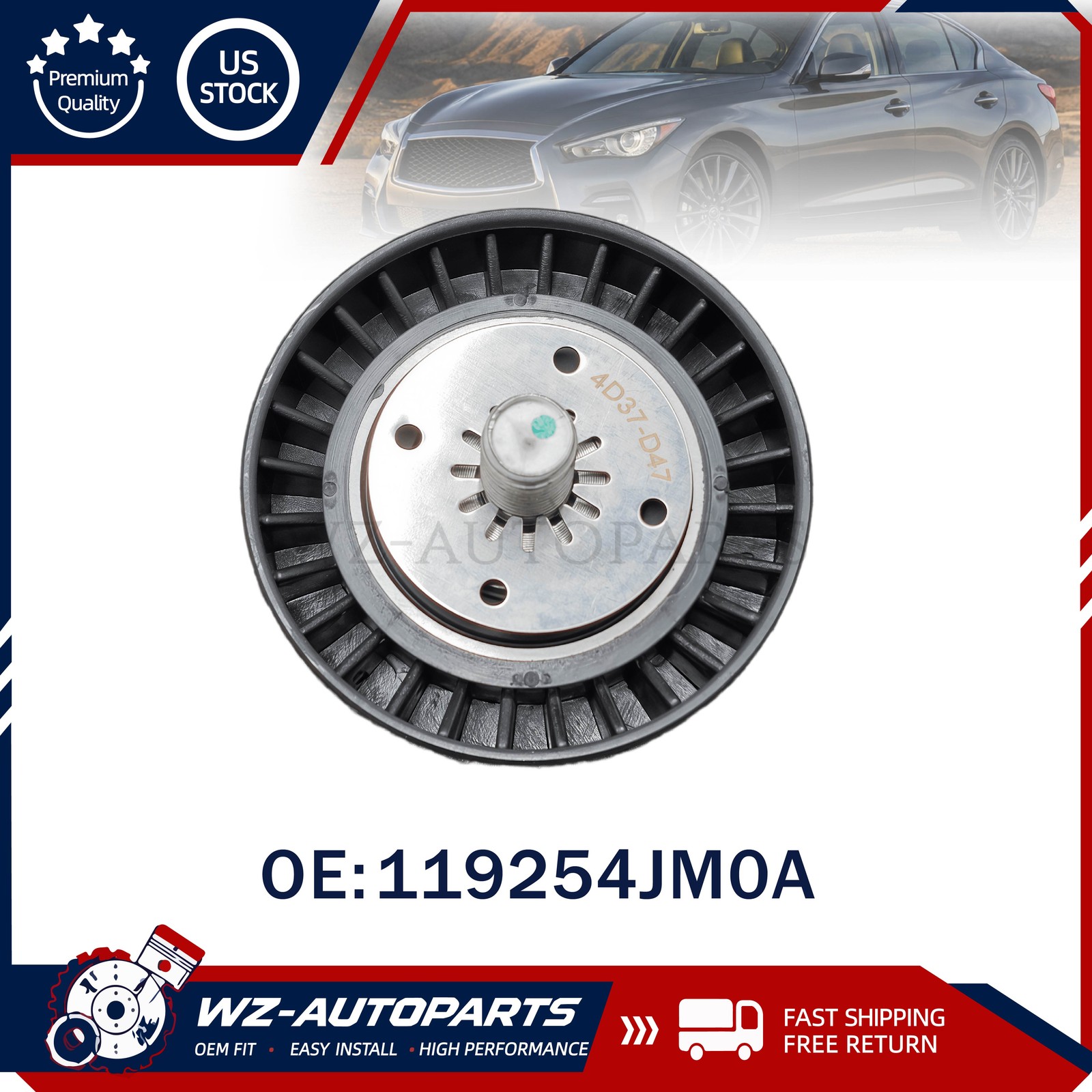 Drive Belt Idler Pulley 119254JM0A For Infiniti Q50 3.0L 2016-2020