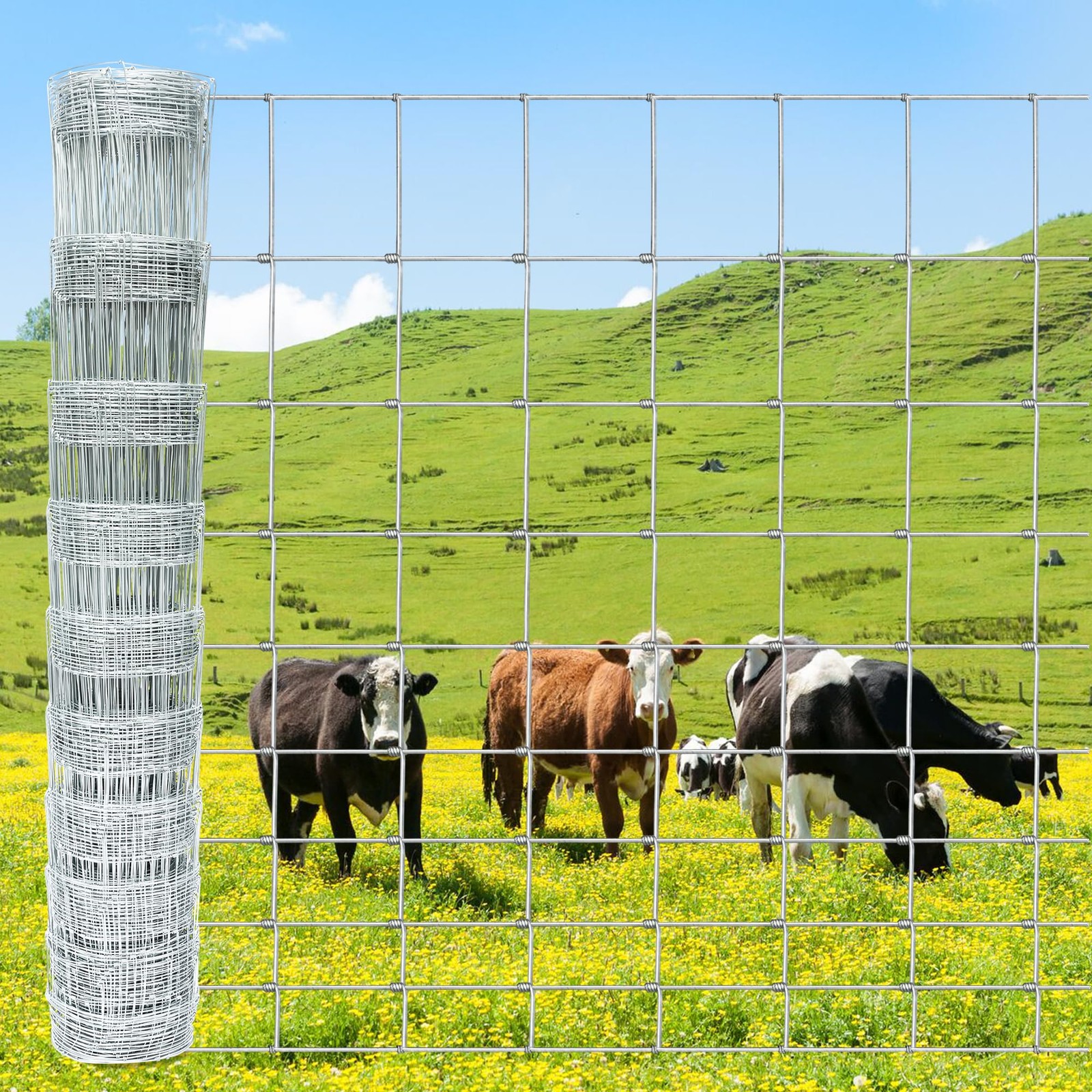 Farm Fence 5ft x 164ft Heavy Zinc Coating Cattle Fence,Galvanized Field Wire ... Farm Fence 5ft x 164ft Heavy Zinc Coating Cattle Fence,Galvanized Field Wire ...