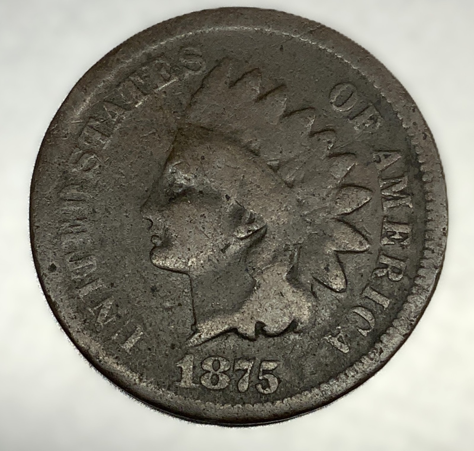 1875 Indian Head Cent Penny Better Date Nice Original Circulated Coin VG - 5132