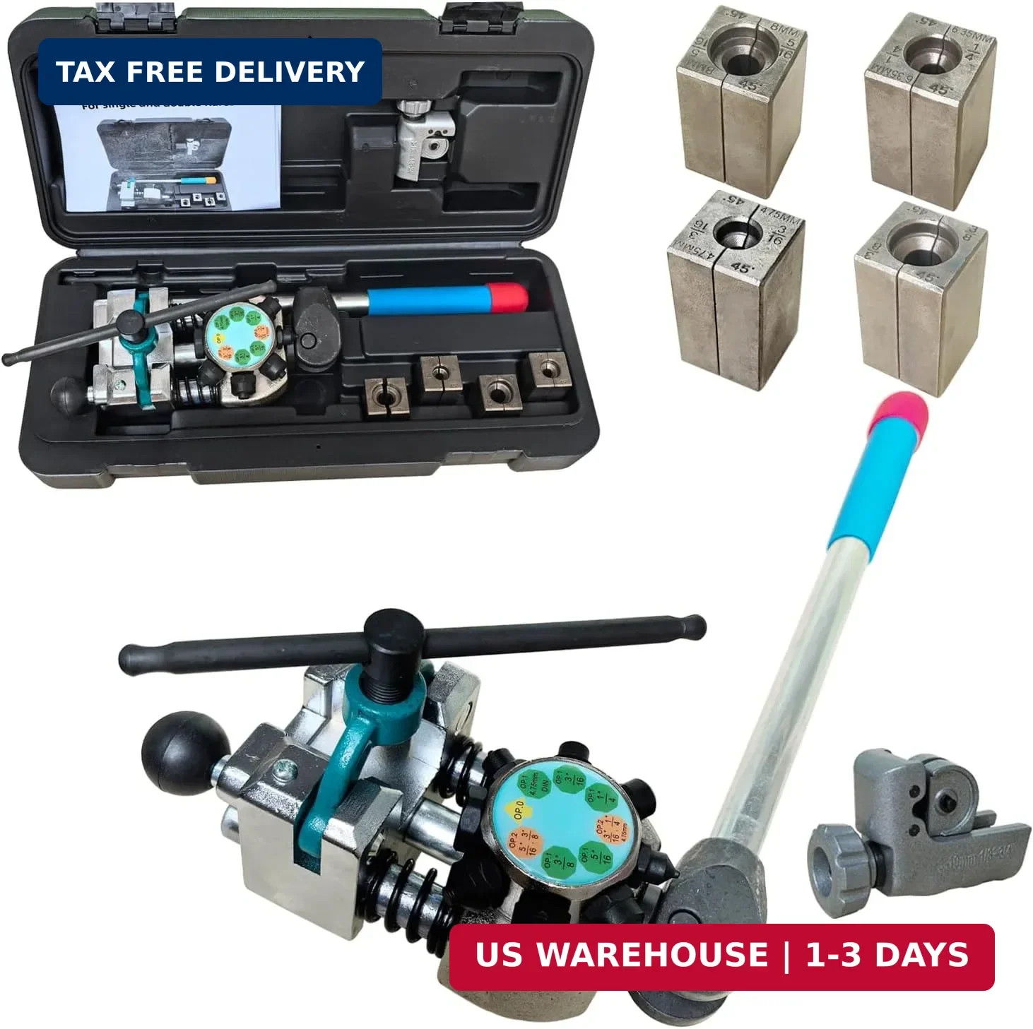Professional Brake Line Flaring Tool Kit - 45° Single, Double & Bubble Flare Mak Professional Brake Line Flaring Tool Kit - 45° Single, Double & Bubble Flare Mak